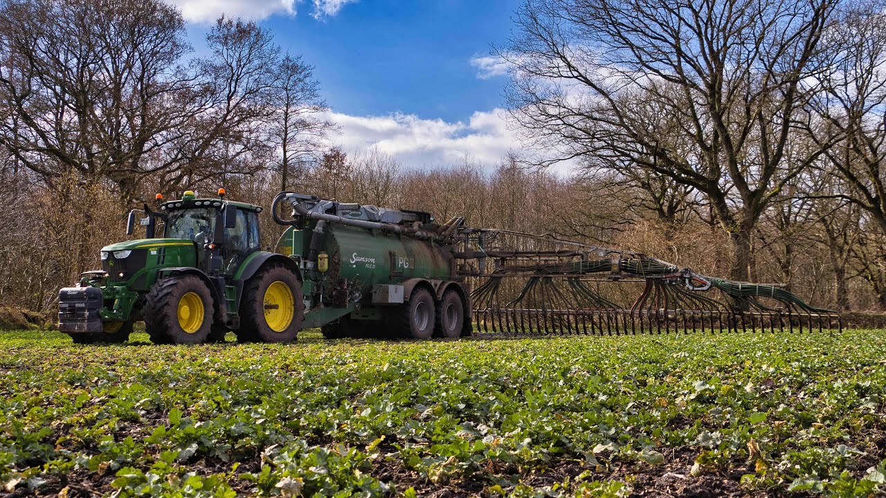 Gülle 2022 mit John Deere 6250R und Samson PG II   //  Landwirtschaft in Dithmarschen
