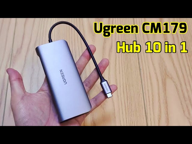 Hub chuyển đổi Ugreen CM179 10 trong 1 có đủ cổng USB, SD, HDMI, Lan,...