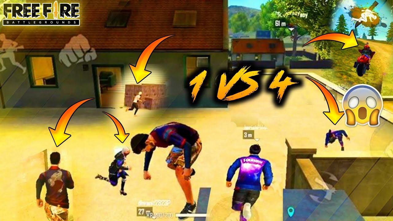 1 Vs 4 Free Fire Gameplay 😱 | FREE FIRE FUNNY MOMENTS | Free Fire WTF ...
