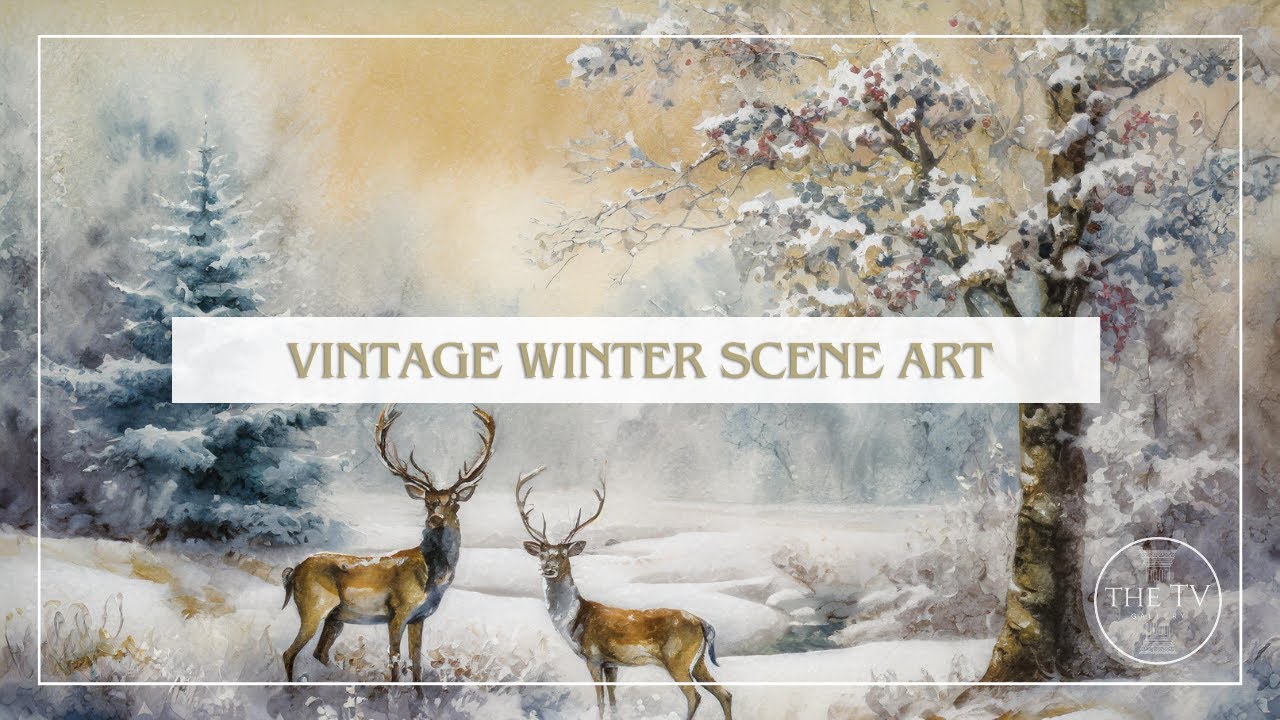 Vintage Winter Landscape Art | 4K TV Frame Art Screensaver | Vintage Winter Inspired Art | 3 scenes