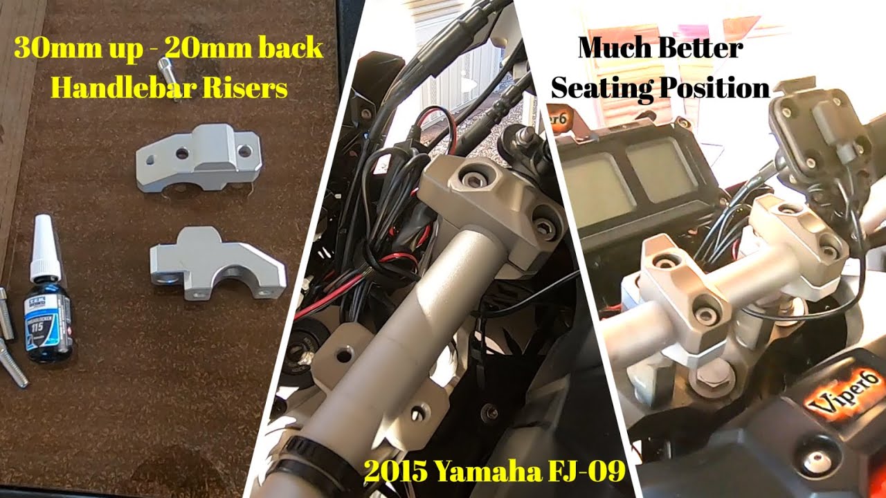 Handlebar Riser/Extensions for 2015 to 2020 Yamaha FJ-09, MT09 Tracer, Tracer 900  - 30mm, 20mm Back