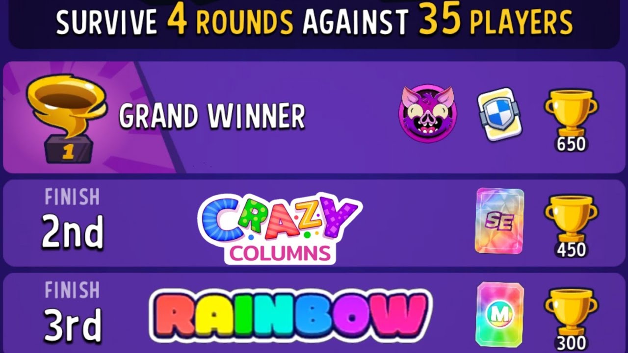 crazy columns rainbow rumble match | match masters rumble match