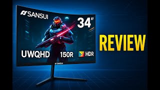 Review - Sansui 34-Inch Curved Gaming Monitor Uwqhd 3440 X 1440 165Hz Curved 1500R - Pip