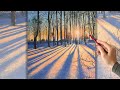 Painting a Winter Landscape with Acrylic. Winter Evening | Пишем акрилом, зимний пейзаж.