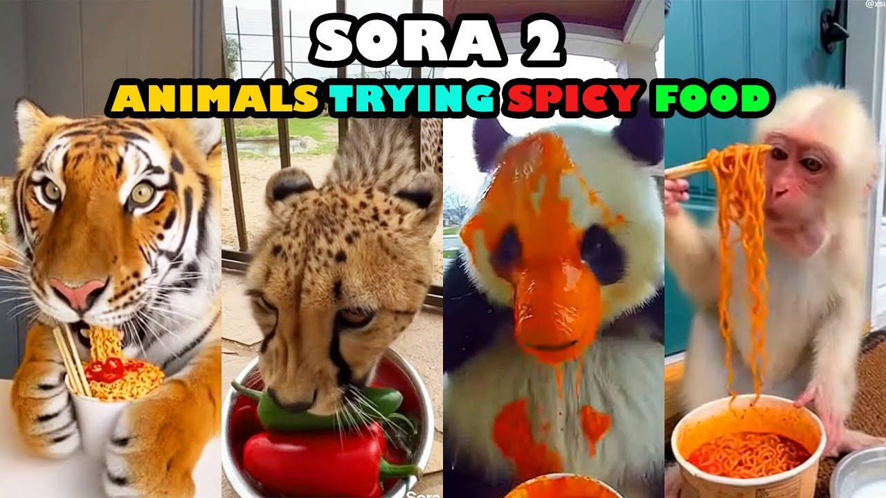 Sora 2 Ai Animals Trying Spicy Food - Try Not to Laugh 🤖🧠🇦🇮👾