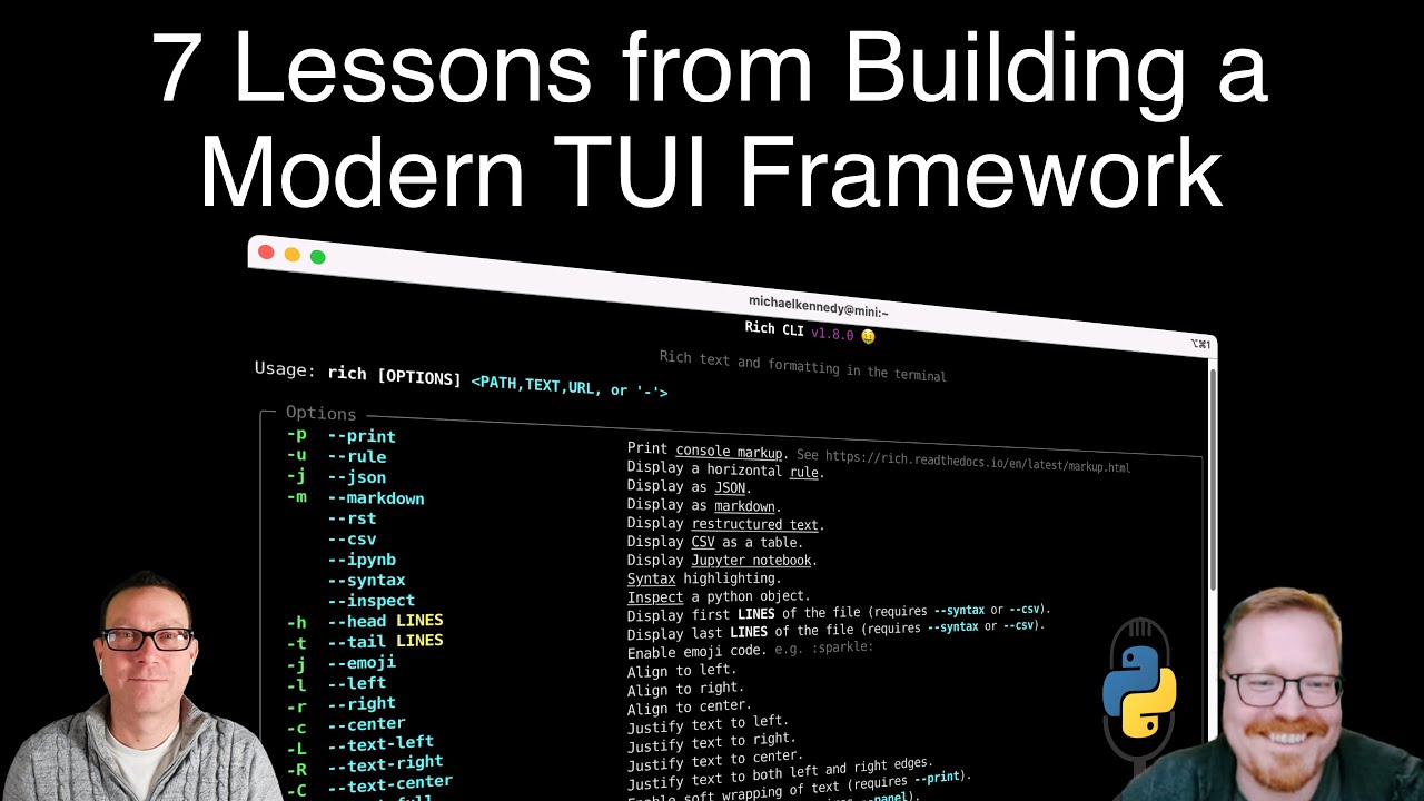 7 lessons from building a modern TUI framework - Talk Python to Me Ep ...