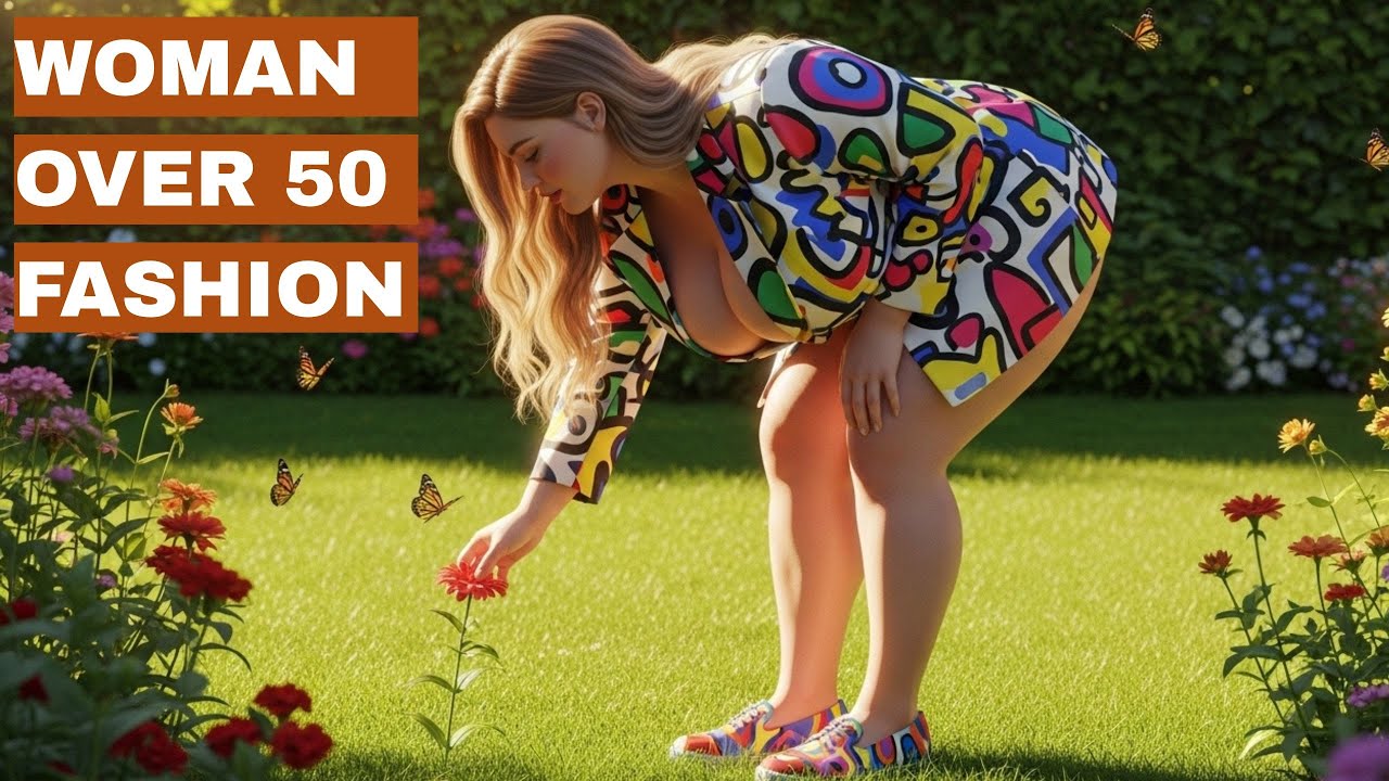 Woman Over 50 Abstract Art Blazer Fashion Fall 2025 - Plus Size