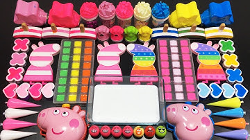 PINK vs RAINBOW PEPPA PIG Slime !!! Mixing Random Things Into GLOSSY Slime !! ASMR Cocomelon slime