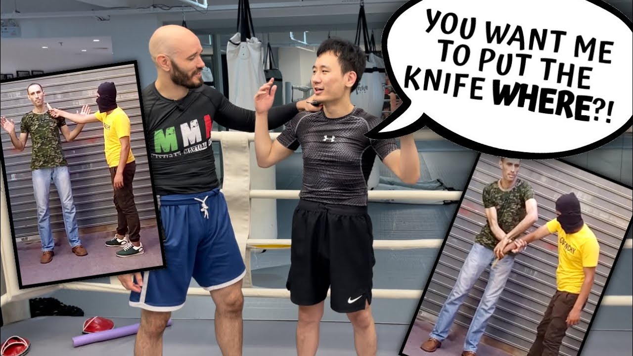 MMA Fighters Try Bad Self-Defense: the knife to groin technique