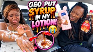 🔥 I PUT SYRUP IN MY FIANCÉ’S LOTION PRANK… SHE WAS PISSED! 😭🤬