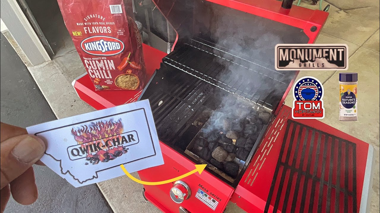Charcoal Smoked Chicken on A Gas Grill! / Qwik-Char Gas Grill Charcoal Basket! / Awesome!