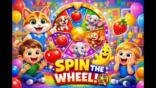 Spin the Wheel Game for Kids 🎡 | Learn Animals & Fruits | Fun Kids Learning Video