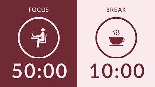 7-Hour 50/10 Pomodoro Timer 🌰 | Brown Noise for Deep Focus, Studying & ADHD 🎧