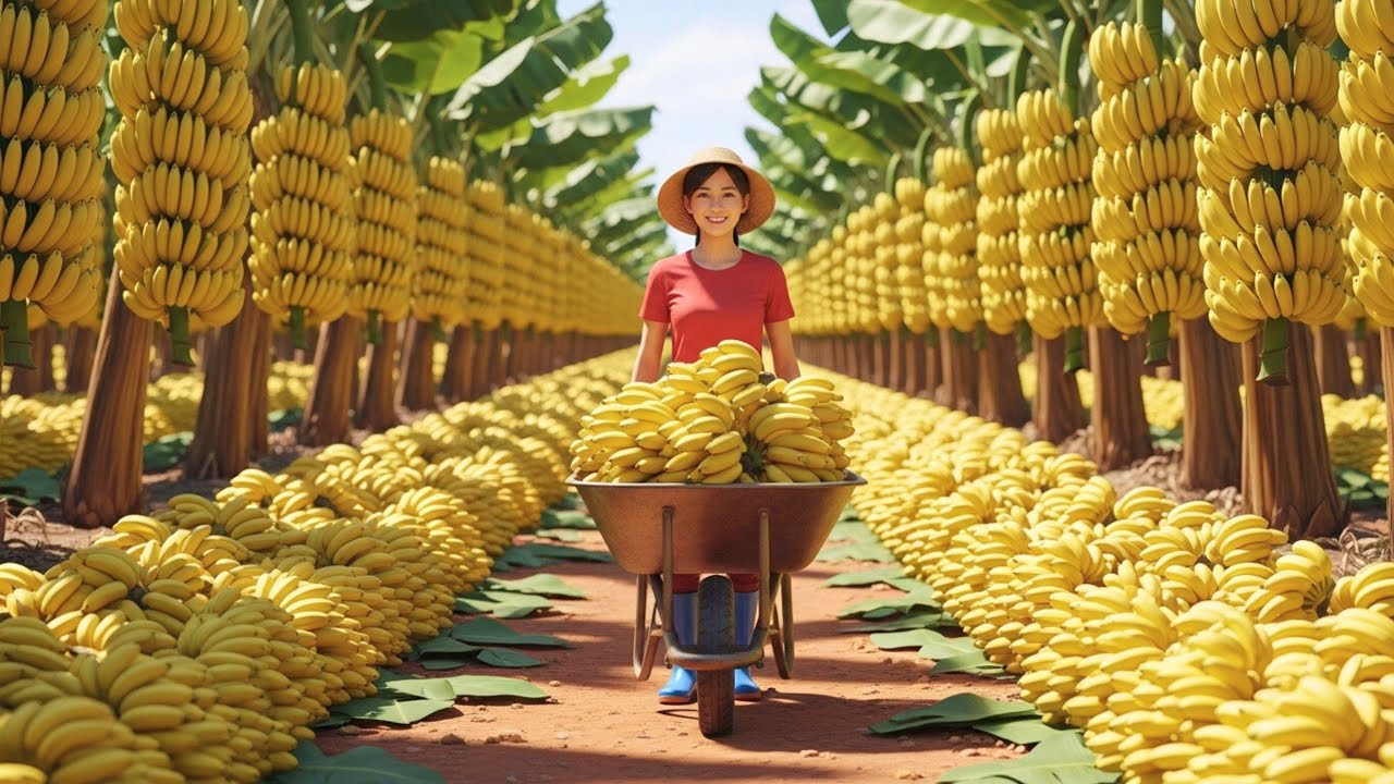 Harvesting 1 Ton Of Yellow Bananas, They Sold Them All At The Market Within a Few Hours