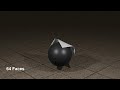3D cloth simulation from 1 face to 16384 faces