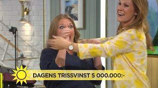 VRÅÅÅLET i studion – vinner 5 miljoner på Triss! - Nyhetsmorgon (TV4)