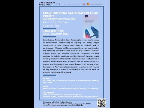 Constitutional Statecraft in Asian Courts(Oxford University Press, 2020) with the author, Yvonne Tew