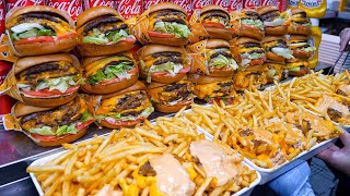 7,000 burgers sold out every day in 10 stores! cheeseburger mass production - Korean Street Food