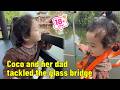 Coco tackled the glass bridge for the first time and actually succeeded!