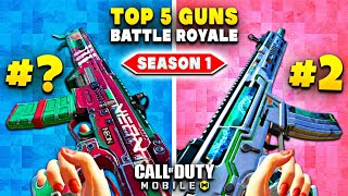 Top 5 BEST Guns In SEASON 1 Battle Royale | Best GUNSMITH LOADOUTS In Season 1 COD Mobile BR Mode