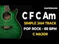 C F C Am Backing Track | 80 BPM | C Major Jam Track | POP ROCK