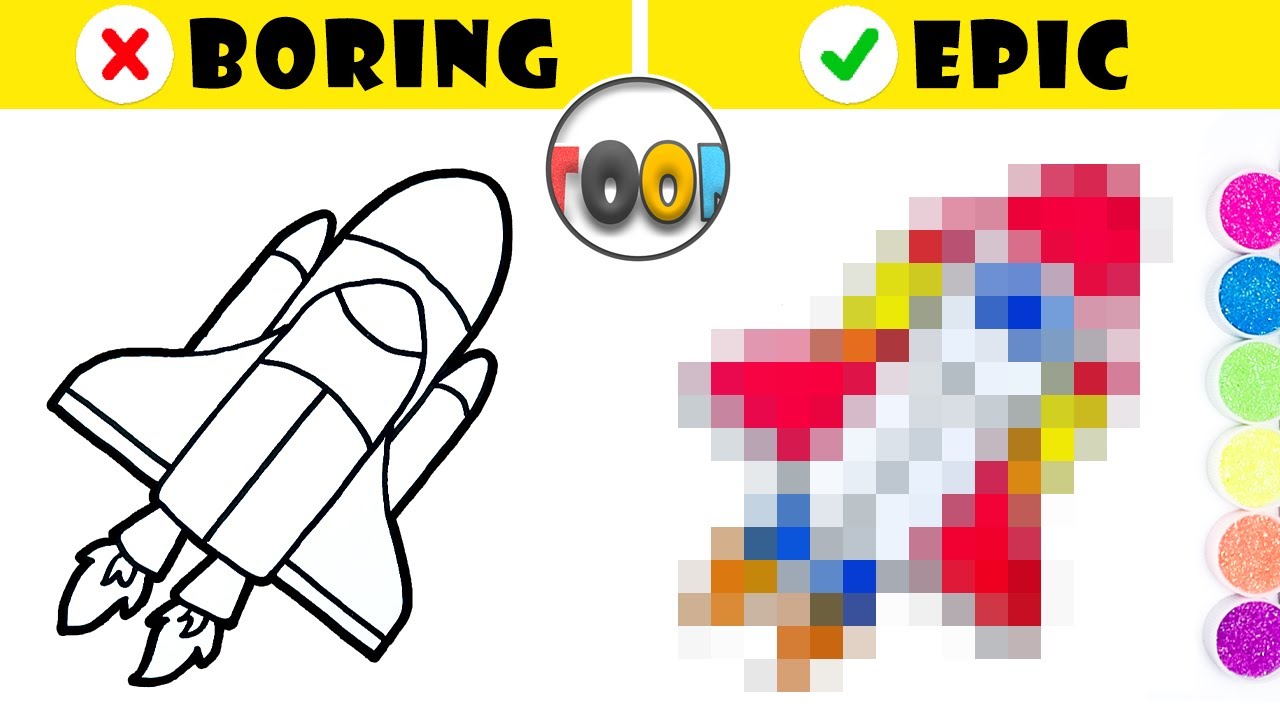 Drawing a GLITTER ROCKET with SPARKLE FLAMES! 🚀✨ (Space Blast Off FAIL!)