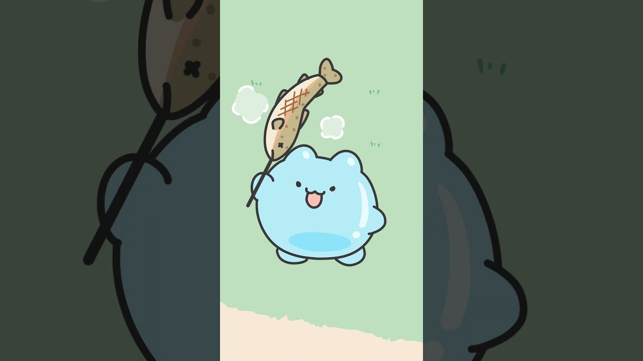 渓流釣りで大ピンチ🎣 #じぇりねこ #Jellycat #ゆるキャラ #ショートアニメ #character #イラスト #Animation #shorts