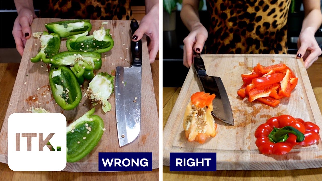How to cut a bell pepper without making a mess Cooking Hack YouTube