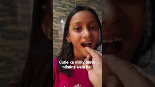 cutie milk teeth is about to fall out..#babyteeth #painful #youtubeshorts