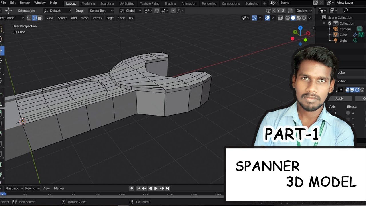 Spanner 3d model in blender in Tamil for beginners | silent ragu ...