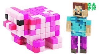 Cómo hacer héroes de Minecraft con mini bloques de construcción magnéticos Aprender los colores