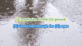 Video thumbnail of "C.C.R "Who'll Stop the Rain" play along with scrolling guitar chords and lyrics"