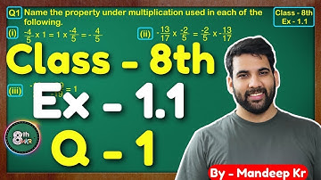 Class - 8th, Ex 1.1 Q1 || CBSE NCERT || Rational Numbers