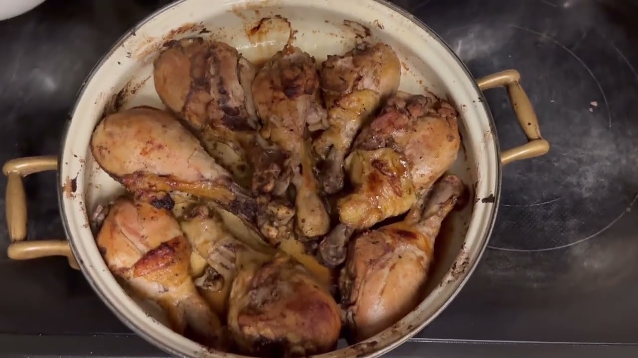 Куриные голени в соусе барбекю с медово-сливочным маслом и свежим чесноком!