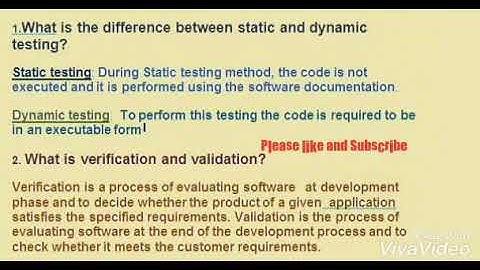 Static  & dynamic Testing && verification and Validation:  real time interview question