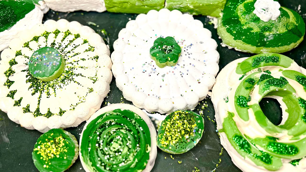 2x speed up|Variety of fresh gymchalk | toping w bold green glitter n paste| satisfying | ASMR 