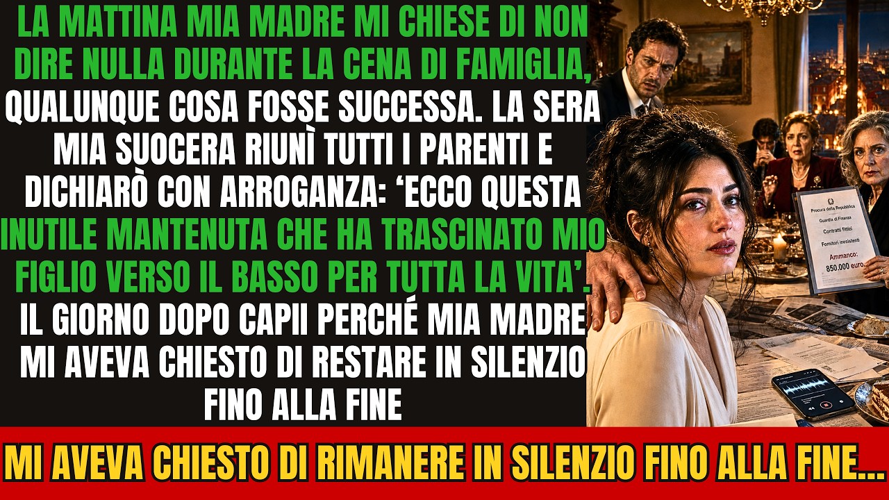Mia suocera ha riunito tutta la famiglia a cena per distruggermi. Davanti a tutti, ha urlato che ero una mantenuta, che non valevo nulla e che tradivo suo figlio. Mio marito era furioso, ma io...