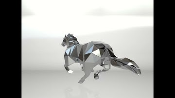 Template for DIY metal sculpture, Pattern of Horse low poly model in DXF and PDF Format Blueprints