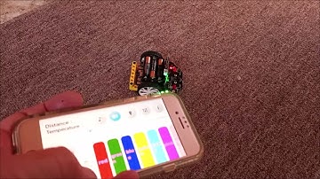 Micro Maqueen bot car with Bluetooth and Android/iOS both, with Neopixel and Lego Technics bar.