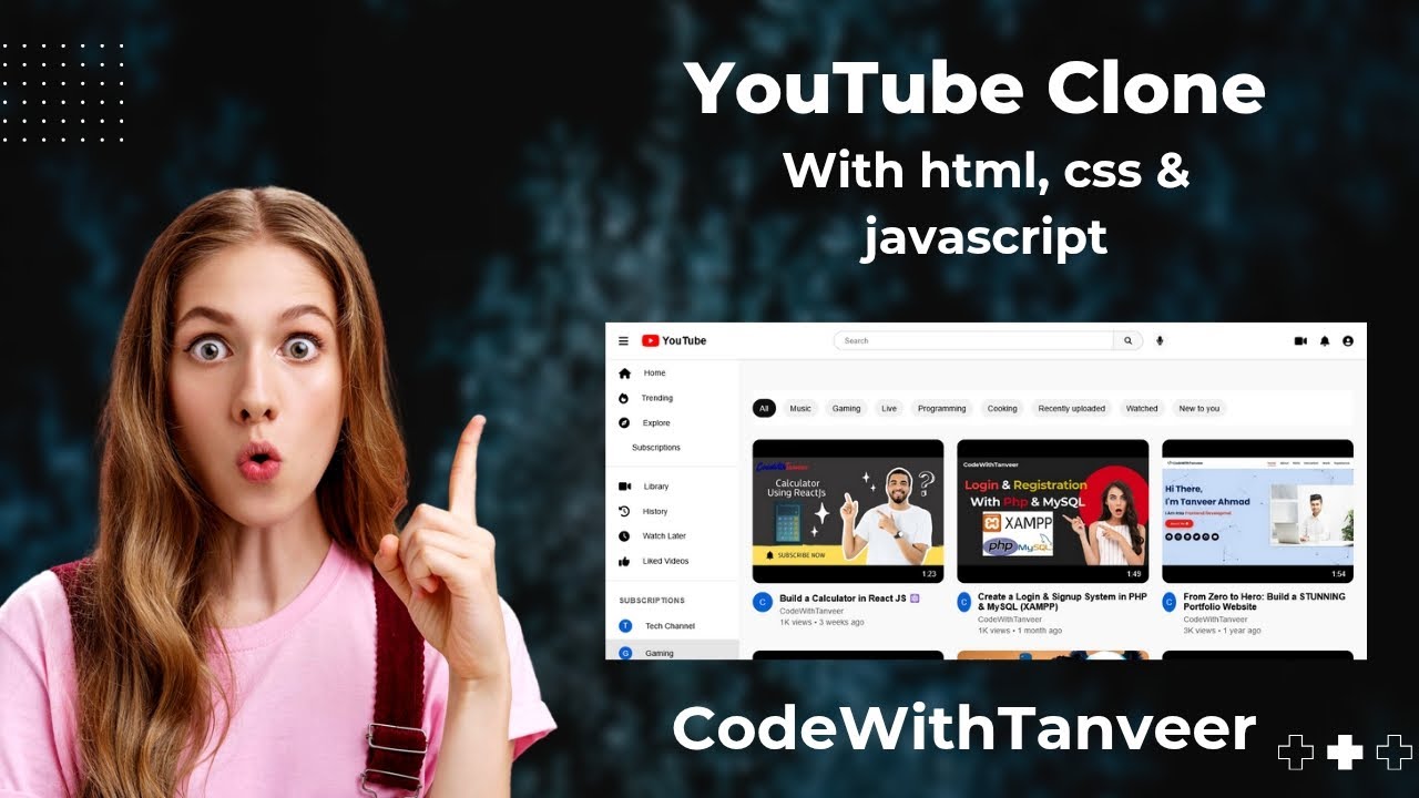 Build a YouTube Clone with HTML, CSS & JavaScript – Step by Step Tutorial! 🚀