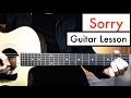 Sorry - Justin Bieber - Guitar Lesson (Guitar Tutorial) Easy chords + Melody