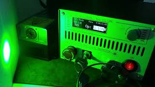 Green laser for confocal microscopy - demonstration of the interlock switching off a laser power