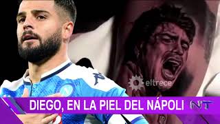 Mirá cómo luce el nombre Diego Maradona en el estadio del Nápoli y el impactante tatoo de su capitán