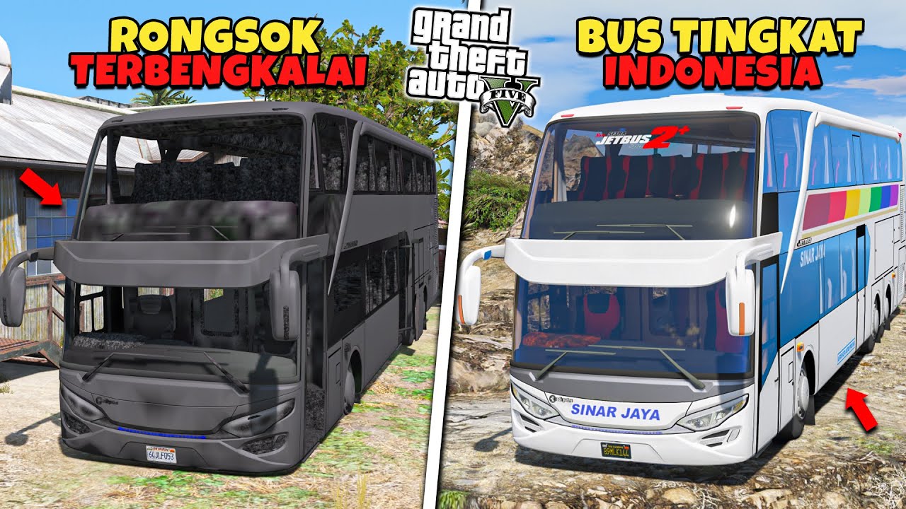 Aku Menemukan Bus Tingkat Indonesia Sudah Rongsok Terbengkalai di Pulau Terpencil - GTA 5 MOD