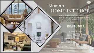 I Made a Modern Home Interior Poster Using PowerPoint 🔥