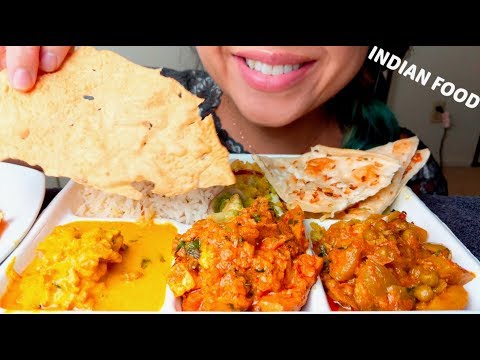 ASMR INDIAN FOOD (All the Curries) Samosa + Papadum 먹방 *No Talking suellASMR