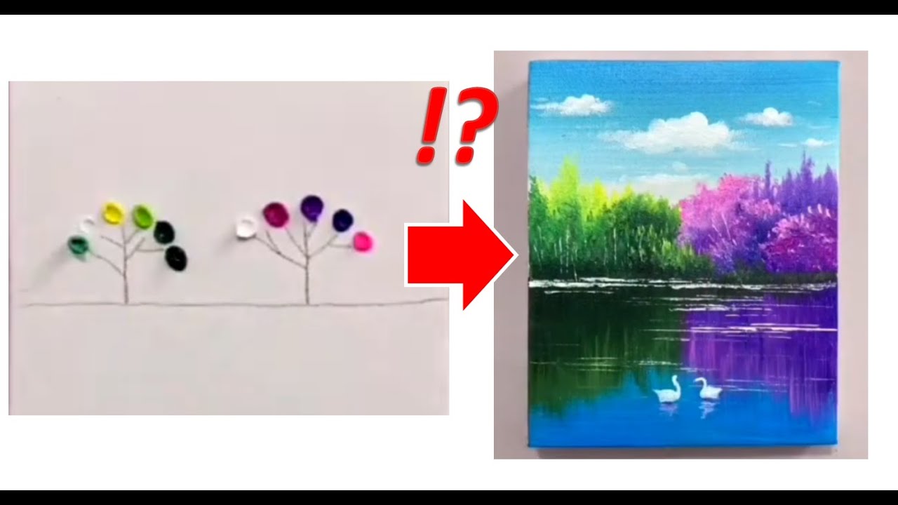 風景画の簡単な描き方 A Simple Way Of Drawing A Landscape Youtube
