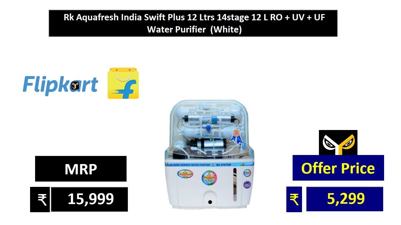 Rk Aquafresh India Swift Plus 12 Ltrs 14stage 12 L RO + UV + UF Water Purifier  White