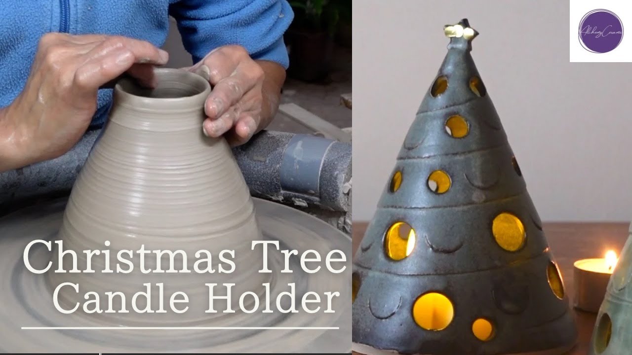 “A Christmas Tree Candle Holder” throwing on potter’s wheel