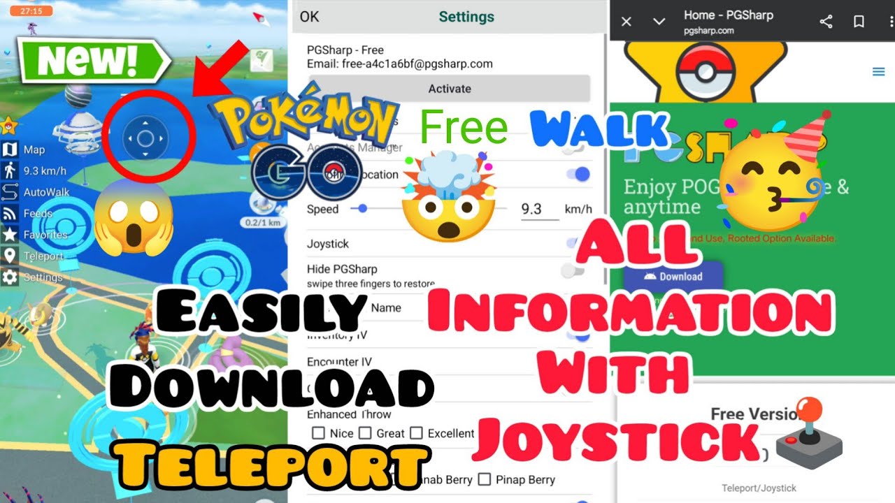 Pokemon Go (Pgsharp) All Information with {Joystick🕹️, Walk and Teleport} 